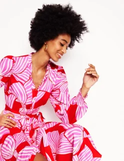 Kleider & Jumpsuits | Midi | Boden Ruby Kragenloses Hemdblusenkleid-Rouge, Schleifenmuster Rouge,Schleifenmuster