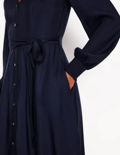 Kleider & Jumpsuits | Midi | Boden Ruby Kragenloses Hemdblusenkleid-Aqua Marine Marl AquaMarineMarl