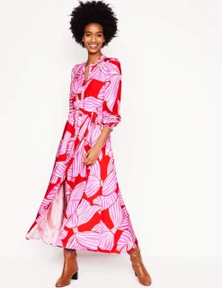 Kleider & Jumpsuits | Midi | Boden Ruby Kragenloses Hemdblusenkleid-Rouge, Schleifenmuster Rouge,Schleifenmuster