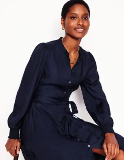 Kleider & Jumpsuits | Midi | Boden Ruby Kragenloses Hemdblusenkleid-Aqua Marine Marl AquaMarineMarl