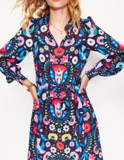 Kleider & Jumpsuits | Midi | Boden Ruby Kragenloses Hemdblusenkleid-Französisches Marineblau, Ziergarten FranzösischesMarineblau,Ziergarten