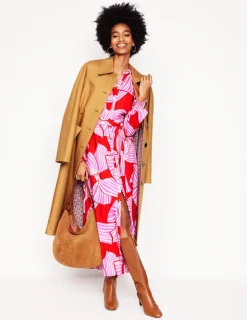 Kleider & Jumpsuits | Midi | Boden Ruby Kragenloses Hemdblusenkleid-Rouge, Schleifenmuster Rouge,Schleifenmuster