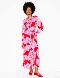 Kleider & Jumpsuits | Midi | Boden Ruby Kragenloses Hemdblusenkleid-Rouge, Schleifenmuster Rouge,Schleifenmuster