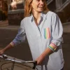 Hemden | Oberteile | Boden Sadie Lockeres Baumwollhemd-Regenbogen Platzierte Streifen RegenbogenPlatzierteStreifen
