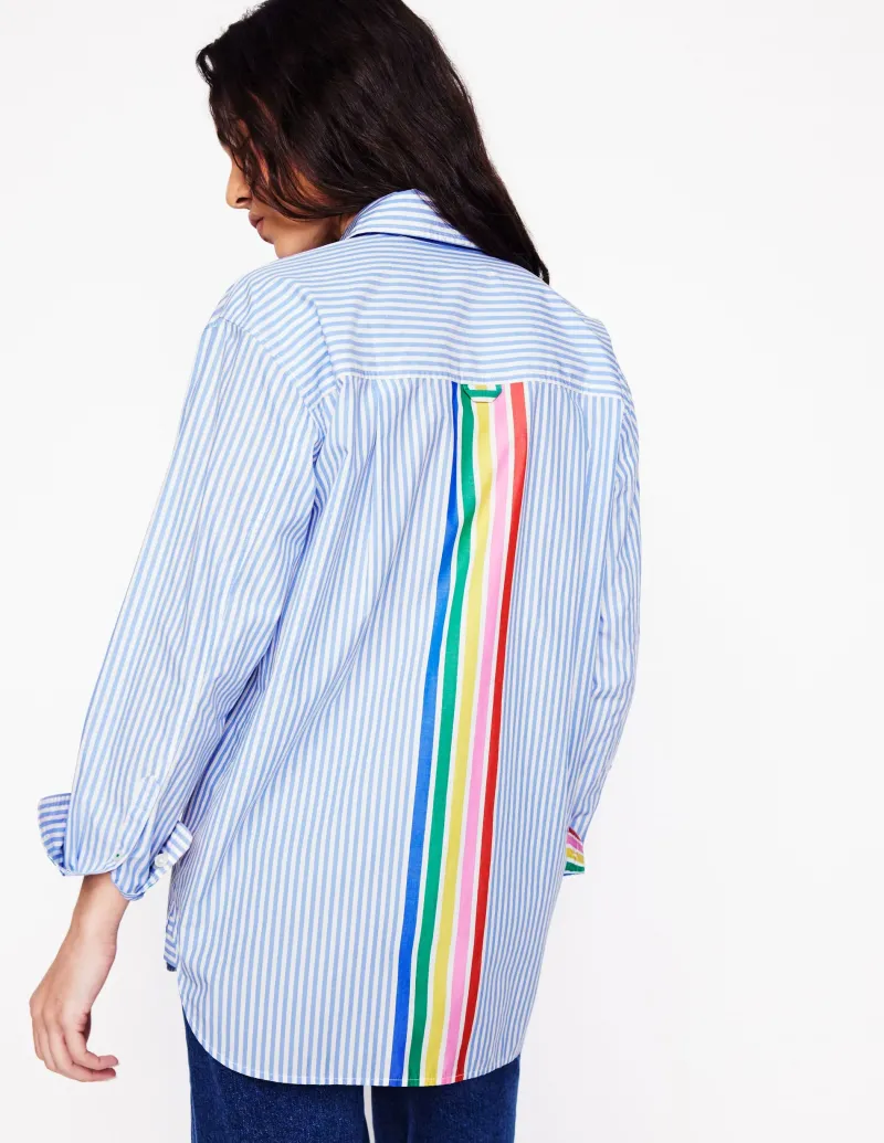 Hemden | Oberteile | Boden Sadie Lockeres Baumwollhemd-Regenbogen Platzierte Streifen RegenbogenPlatzierteStreifen
