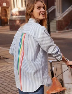Hemden | Oberteile | Boden Sadie Lockeres Baumwollhemd-Regenbogen Platzierte Streifen RegenbogenPlatzierteStreifen