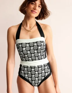 Bademode | Boden Santorini Neckholder-Badeanzug-Schwarz, Ananas Geo Schwarz,AnanasGeo