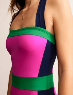 Bademode | Boden Santorini Neckholder-Badeanzug-Super Rosa Blockfarben SuperRosaBlockfarben