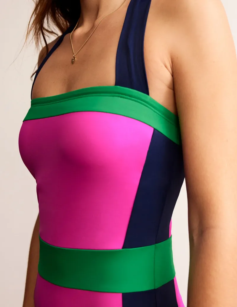 Bademode | Boden Santorini Neckholder-Badeanzug-Super Rosa Blockfarben SuperRosaBlockfarben
