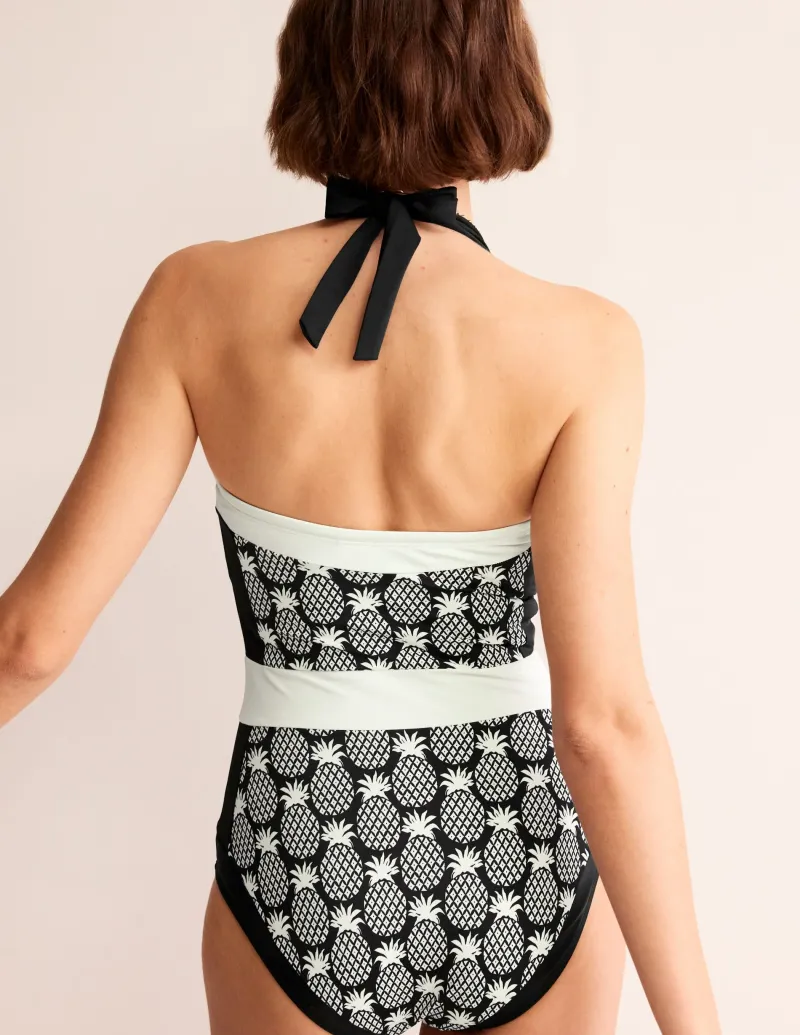 Bademode | Boden Santorini Neckholder-Badeanzug-Schwarz, Ananas Geo Schwarz,AnanasGeo