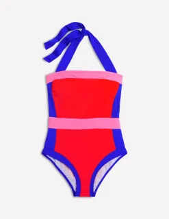 Bademode | Boden Santorini Neckholder-Badeanzug-Feuerrot Blockfarben FeuerrotBlockfarben