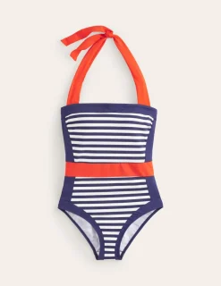 Bademode | Boden Santorini Neckholder-Badeanzug-Rot, Marineblau gestreift Rot,Marineblaugestreift