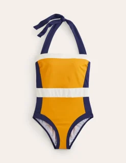 Bademode | Boden Santorini Neckholder-Badeanzug-Safrangelb Blockfarben SafrangelbBlockfarben