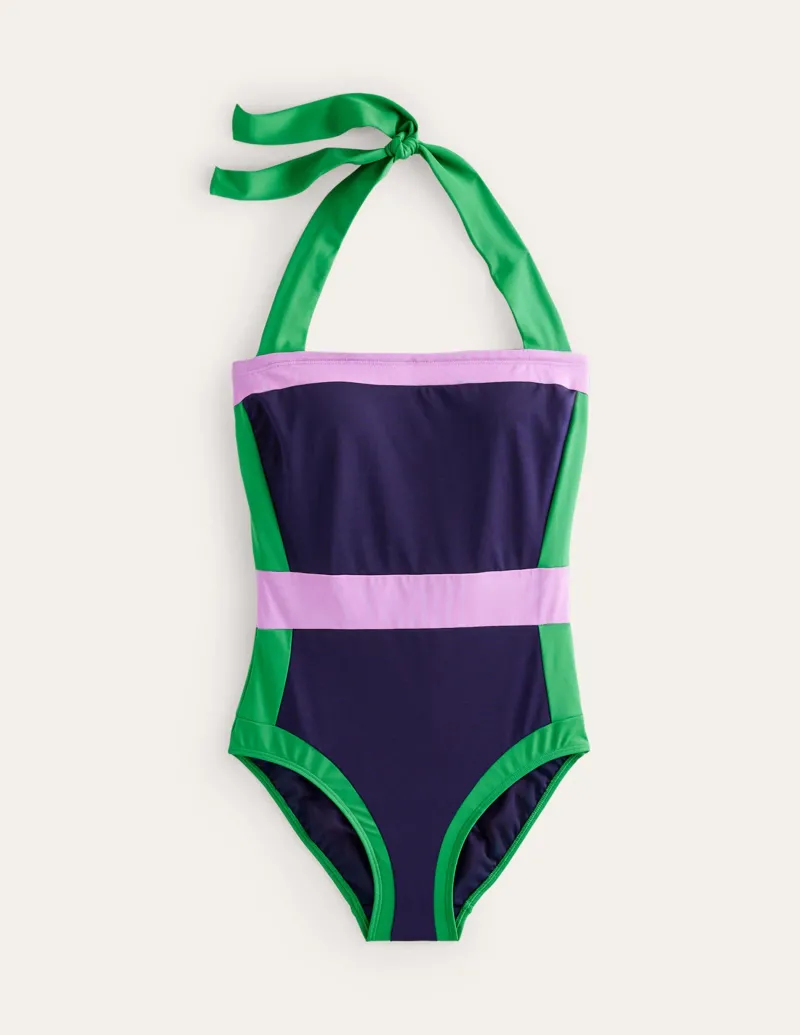 Bademode | Boden Santorini Neckholder-Badeanzug-Marineblau Blockfarben MarineblauBlockfarben
