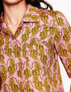 Nachtwäsche & Schlafanzüge | Boden Schlafanzughemd aus Baumwollsatin-Rosetta-Pink und Amazonasgrün Rosetta-PinkundAmazonasgrün