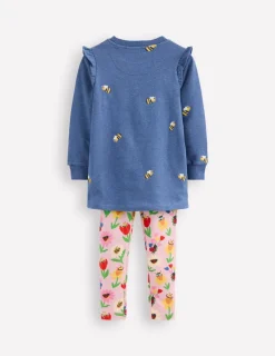 Hoodies & Kapuzenpullis | Leggings | Boden Set aus Sweat-Tunika und Leggings-Blau Meliert Bienen BlauMeliertBienen