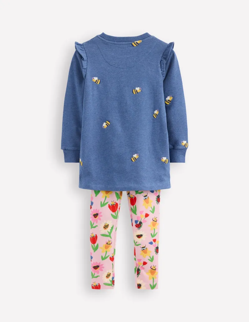 Hoodies & Kapuzenpullis | Leggings | Boden Set aus Sweat-Tunika und Leggings-Blau Meliert Bienen BlauMeliertBienen