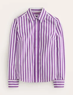 Oberteile | Hemden | Boden Sienna Baumwollhemd-Royal-Violett, Naturweiß Streifen Royal-Violett,NaturweißStreifen