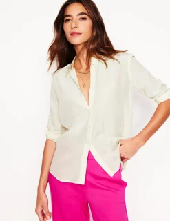 Oberteile | Hemden | Boden Sienna Seidenhemd-Ivory and Navy Spot IvoryandNavySpot