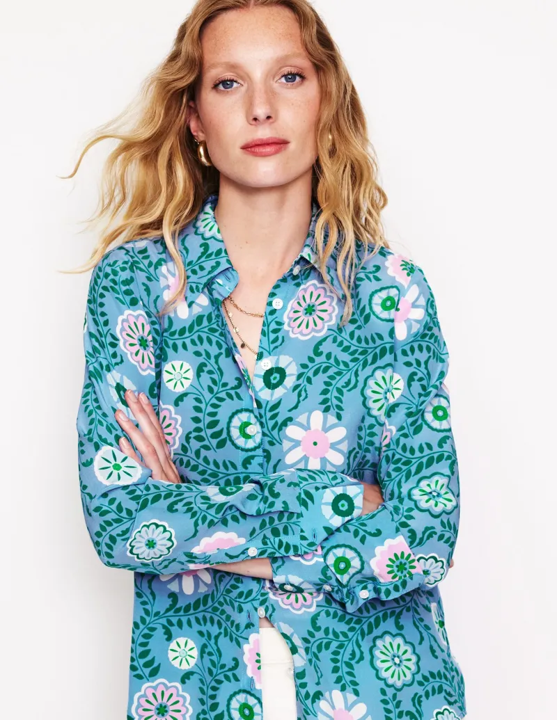 Oberteile | Hemden | Boden Sienna Seidenhemd-Vintage-Blau, Wiesenrebe Vintage-Blau,Wiesenrebe