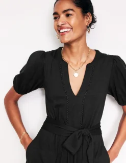 Kleider & Jumpsuits | Midi | Boden Sofia Jersey-Midikleid mit Besatz- Schwarz