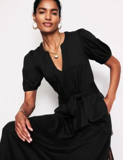Kleider & Jumpsuits | Midi | Boden Sofia Jersey-Midikleid mit Besatz- Schwarz