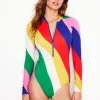 Bademode | Boden Sportlicher Badeanzug mit Raglanärmeln-Bunt, Regenbogendesign Bunt,Regenbogendesign
