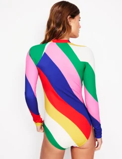 Bademode | Boden Sportlicher Badeanzug mit Raglanärmeln-Bunt, Regenbogendesign Bunt,Regenbogendesign