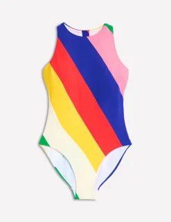 Bademode | Boden Sportlicher Badeanzug mit Reißverschluss hinten-Bunt, Regenbogendesign Bunt,Regenbogendesign