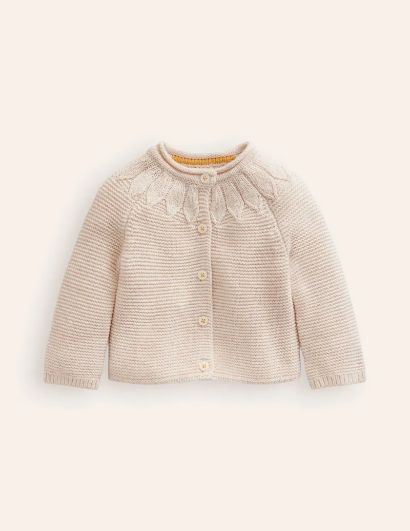 Pullover & Strickjacken | Boden Strickjacke mit Pointelle-Passe-Ivory and Navy Spot IvoryandNavySpot