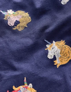 Oberteile & T-shirts | Boden Superstitch-Oberteil mit Puffärmeln-Steuerbordblau Einhörner SteuerbordblauEinhörner