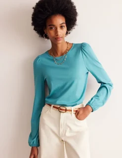 Oberteile | T-shirts & Tops | Boden Superweiches, langärmeliges Oberteil-Blau Gras BlauGras