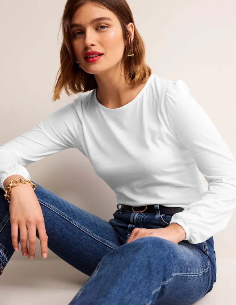 Oberteile | T-shirts & Tops | Boden Superweiches, langärmeliges Oberteil- Weiß