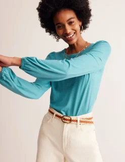 Oberteile | T-shirts & Tops | Boden Superweiches, langärmeliges Oberteil-Blau Gras BlauGras