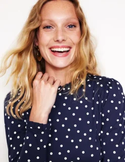 Oberteile | T-shirts & Tops | Boden Superweiches Oberteil mit Rüschendetail-Französisches Marineblau, Einzelne Punkte FranzösischesMarineblau,EinzelnePunkte