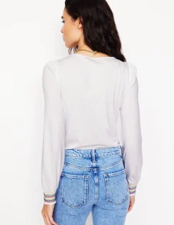 T-shirts & Tops | Oberteile | Boden Superweiches Oberteil mit gesmokten Ärmelbündchen- Weiß