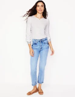 T-shirts & Tops | Oberteile | Boden Superweiches Oberteil mit gesmokten Ärmelbündchen- Weiß