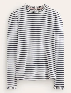 Oberteile | T-shirts & Tops | Boden Superweiches Oberteil mit Rüschendetail-Naturweiß/Marineblau Streifen Naturweiß/MarineblauStreifen