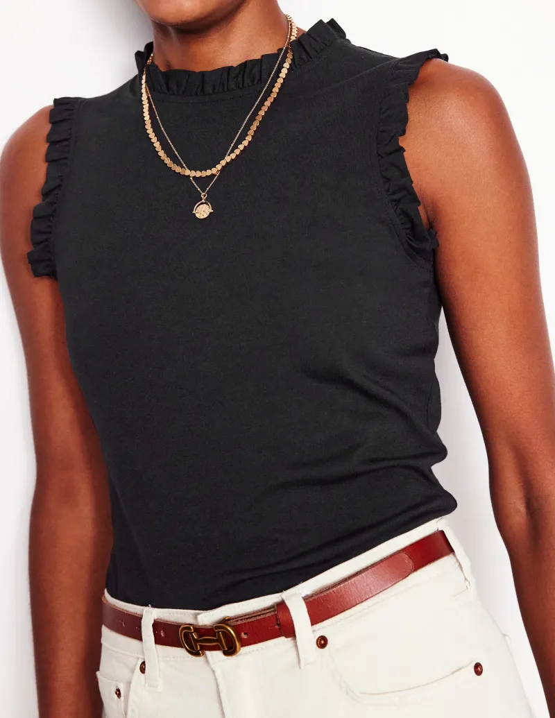 T-shirts & Tops | Oberteile | Boden Superweiches Top mit Rüschendetail- Schwarz