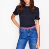 Nachtwäsche & Schlafanzüge | T-shirts & Tops | Boden Superweiches T-Shirt mit Rüschendetail-Aqua Marine Marl AquaMarineMarl