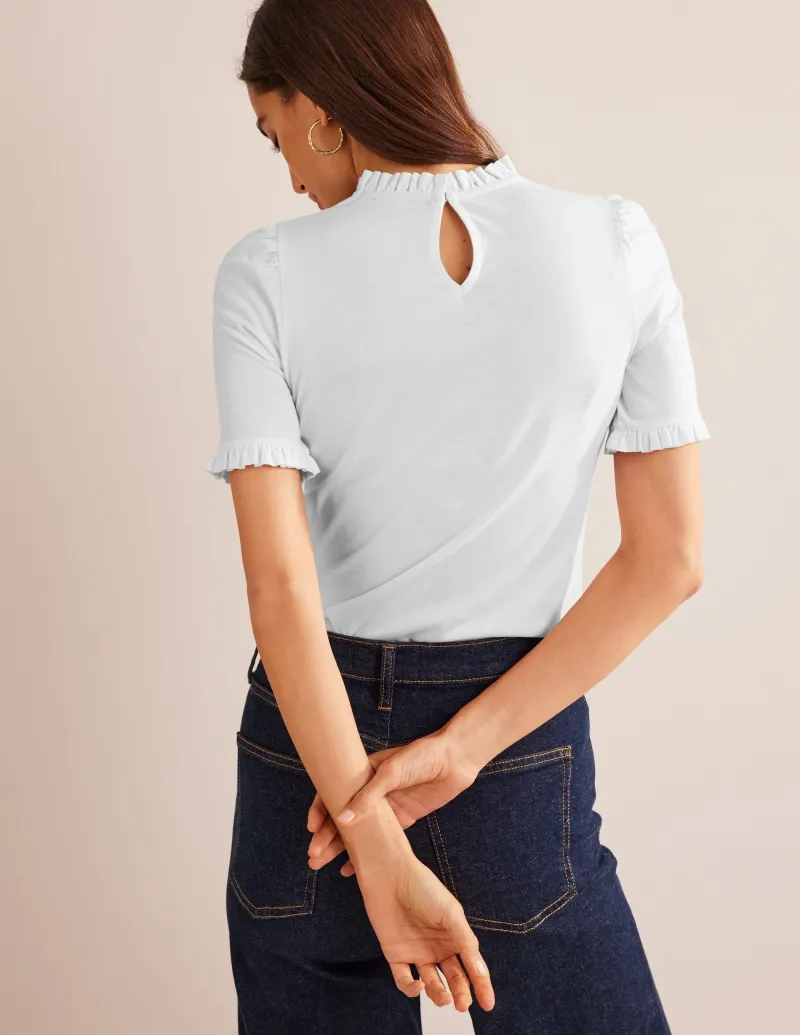 Nachtwäsche & Schlafanzüge | T-shirts & Tops | Boden Superweiches T-Shirt mit Rüschendetail- Weiß