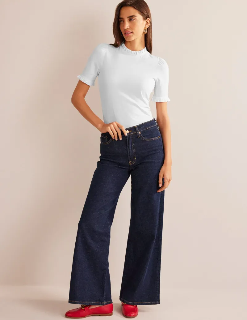 Nachtwäsche & Schlafanzüge | T-shirts & Tops | Boden Superweiches T-Shirt mit Rüschendetail- Weiß