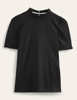 Nachtwäsche & Schlafanzüge | T-shirts & Tops | Boden Superweiches T-Shirt mit Rüschendetail- Schwarz