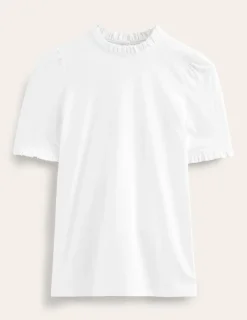 Nachtwäsche & Schlafanzüge | T-shirts & Tops | Boden Superweiches T-Shirt mit Rüschendetail- Weiß