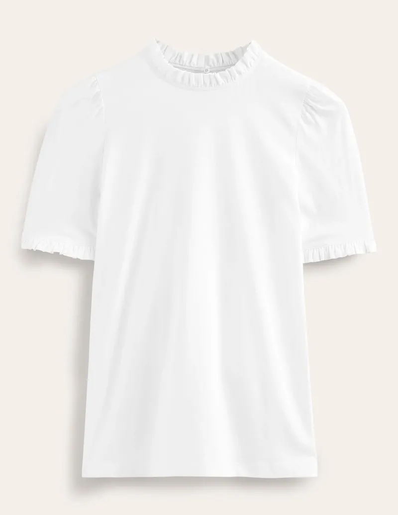 Nachtwäsche & Schlafanzüge | T-shirts & Tops | Boden Superweiches T-Shirt mit Rüschendetail- Weiß