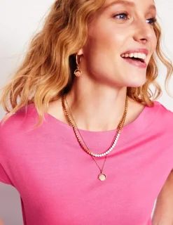 Oberteile | T-shirts & Tops | Boden Superweiches T-Shirt mit U-Boot-Ausschnitt- Rosa