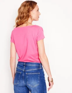 Oberteile | T-shirts & Tops | Boden Superweiches T-Shirt mit U-Boot-Ausschnitt- Rosa