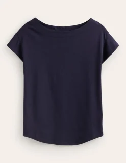 Nachtwäsche & Schlafanzüge | T-shirts & Tops | Boden Superweiches T-Shirt mit U-Boot-Ausschnitt-Aqua Marine Marl AquaMarineMarl