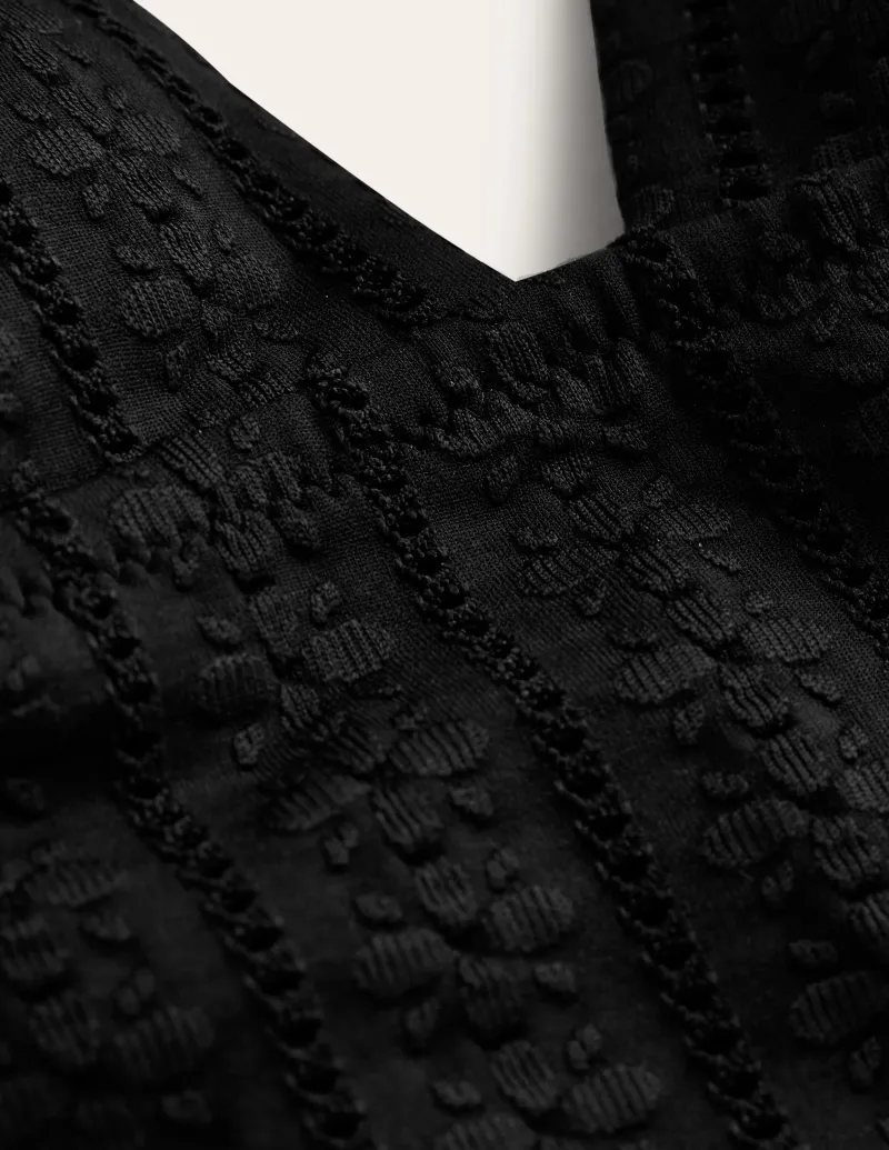 Bademode | Boden Symi Badeanzug zum Binden-Schwarz Floral texturiert SchwarzFloraltexturiert
