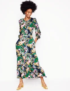 Kleider & Jumpsuits | Midi | Boden Tabitha Gestuftes Jerseykleid-Grün, Botanik-Paisley Grün,Botanik-Paisley